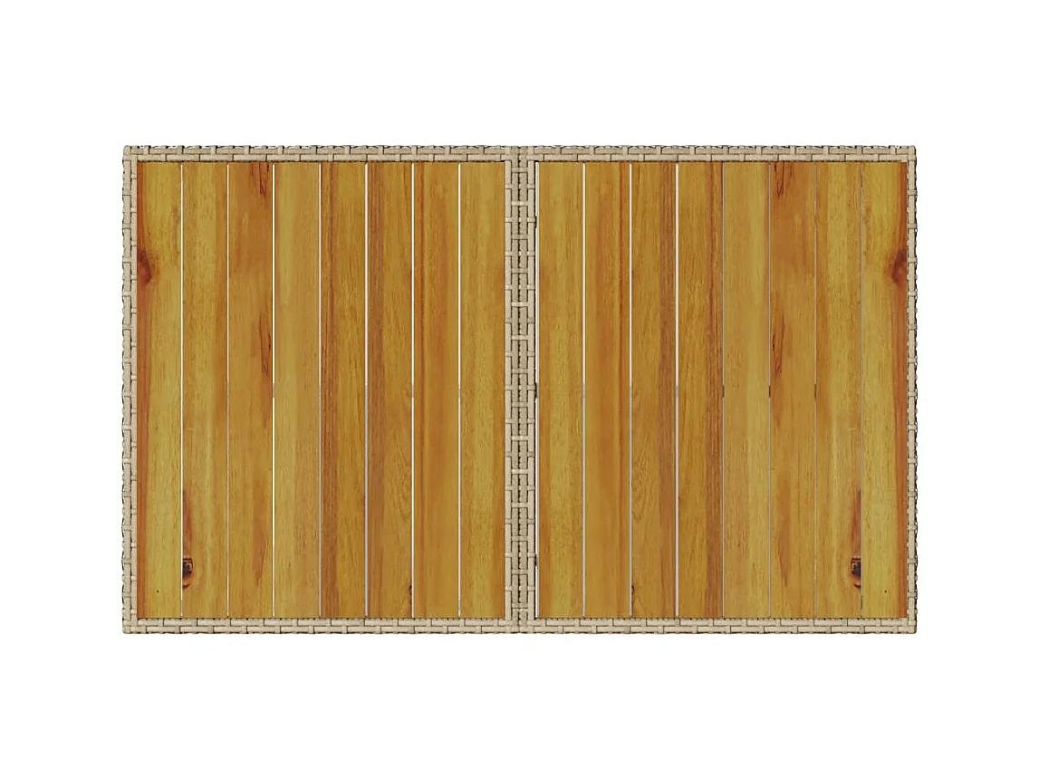 Tuintafel met houten blad 110x68x70 cm poly rattan beige