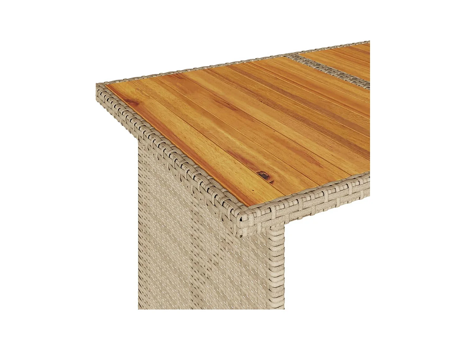 Tuintafel met houten blad 110x68x70 cm poly rattan beige