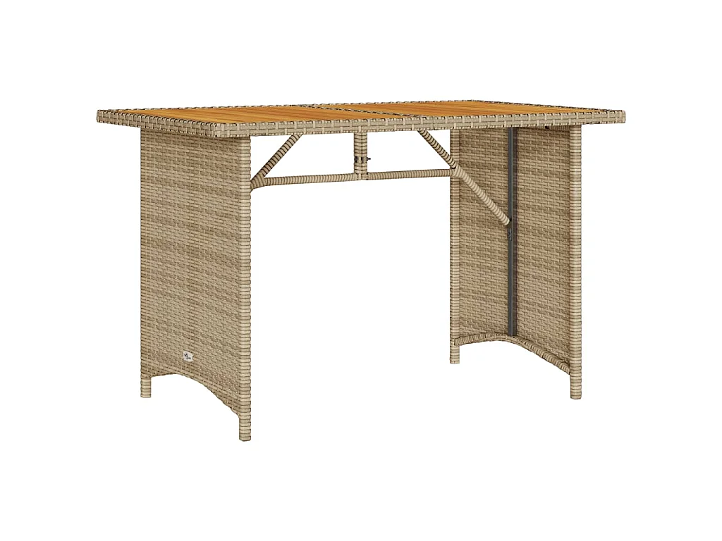 Table de jardin avec dessus en bois noir 110x68x70 cm rotin