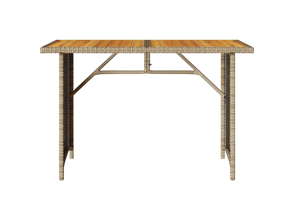 Table de jardin avec dessus en bois noir 110x68x70 cm rotin