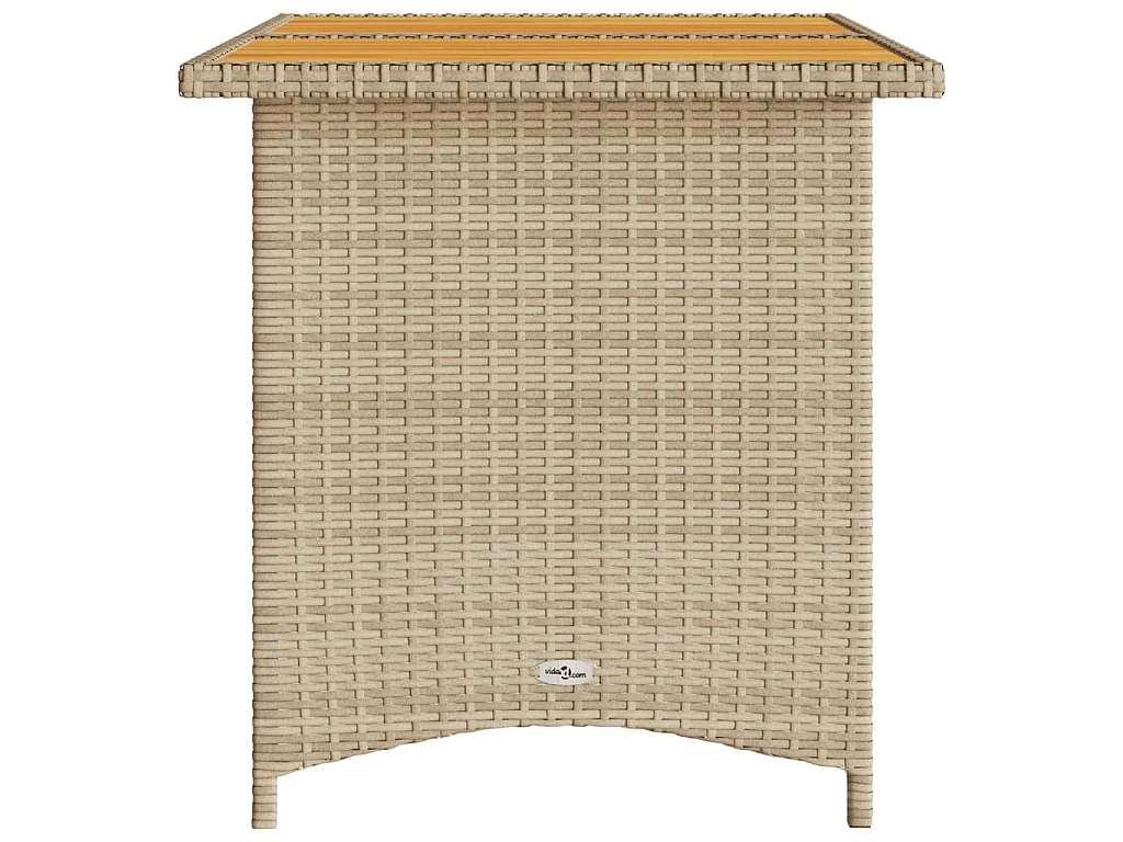 Table de jardin avec dessus en bois noir 110x68x70 cm rotin