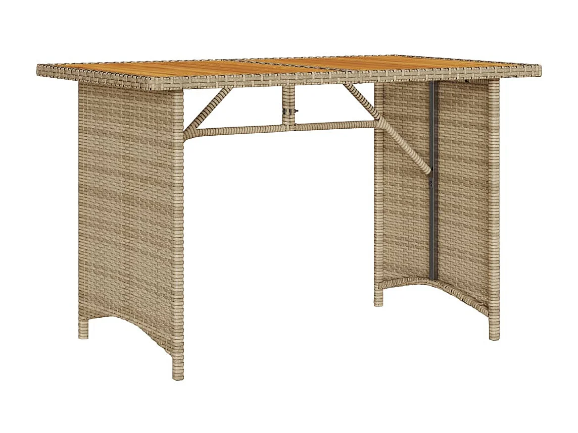 Table de jardin avec dessus en bois noir 110x68x70 cm rotin