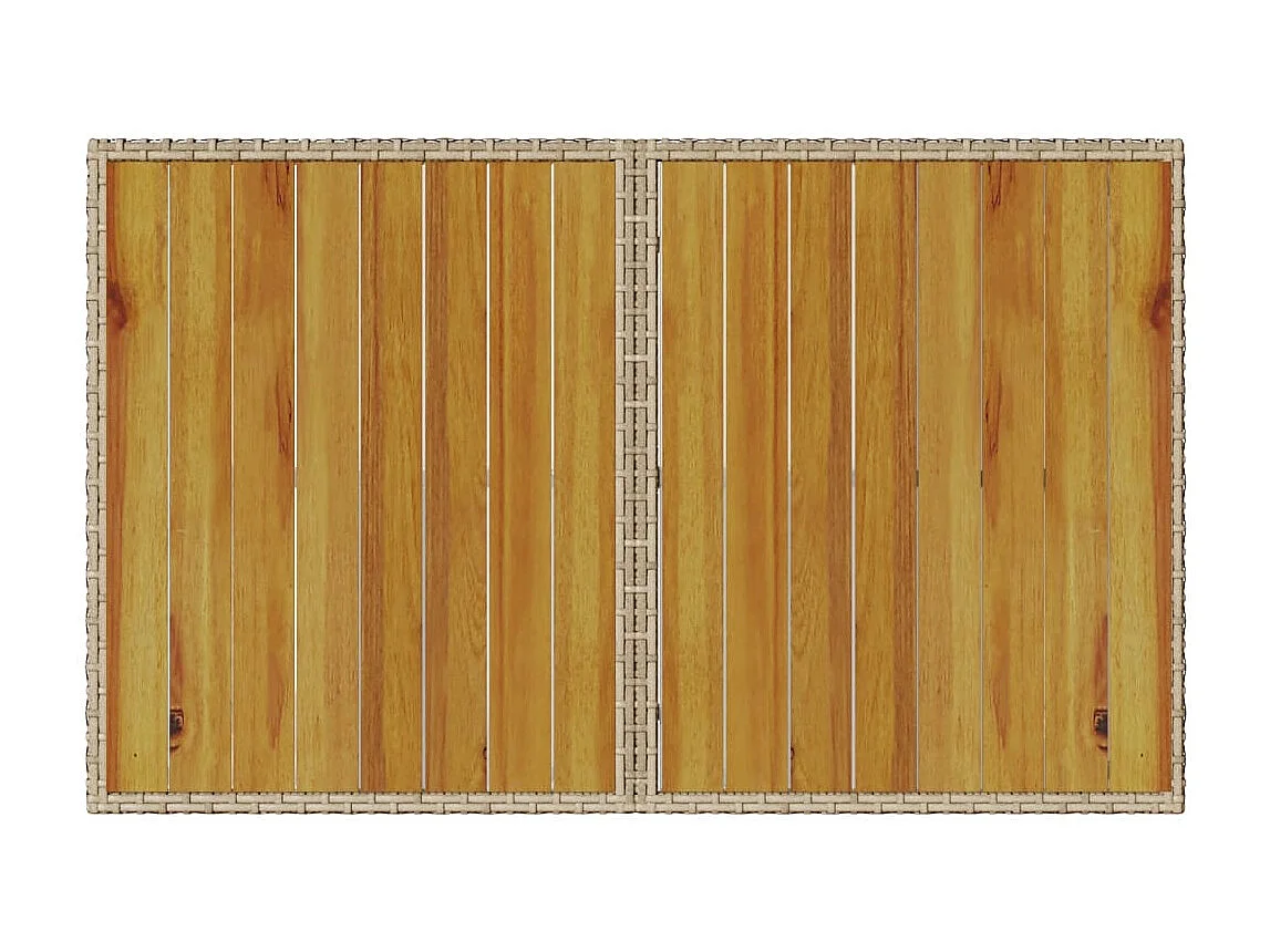 Table de jardin avec dessus en bois noir 110x68x70 cm rotin