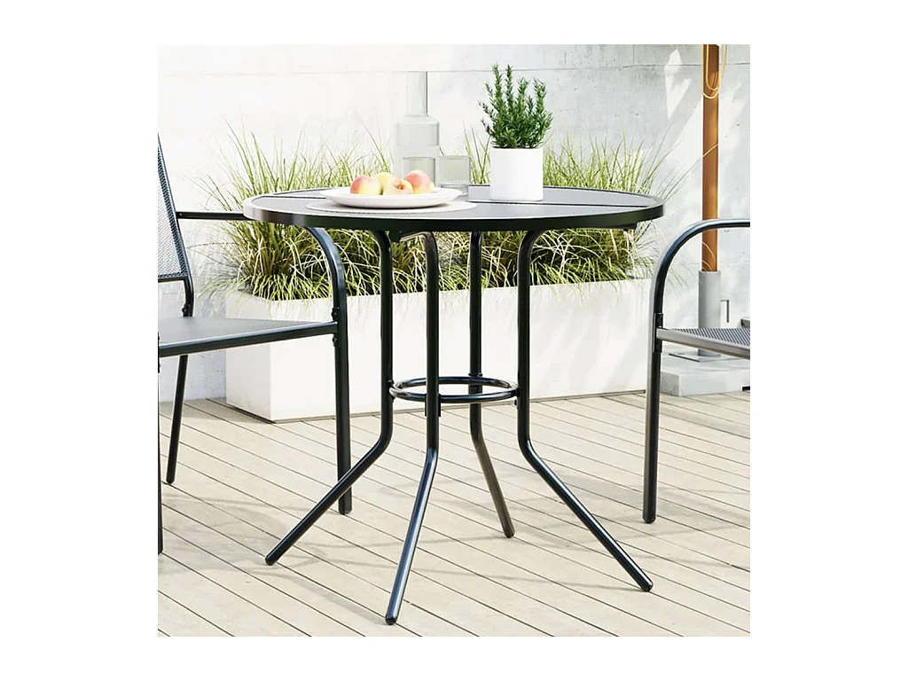 Table de patio ronde anthracite acier enduit de poudre