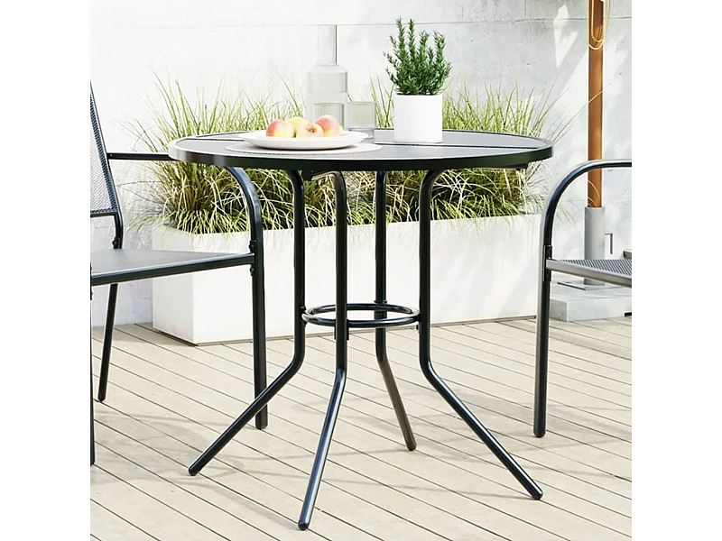 Tavolo Patio Rotondo Antracite Ø80x72,5 cm Acciaio Verniciato