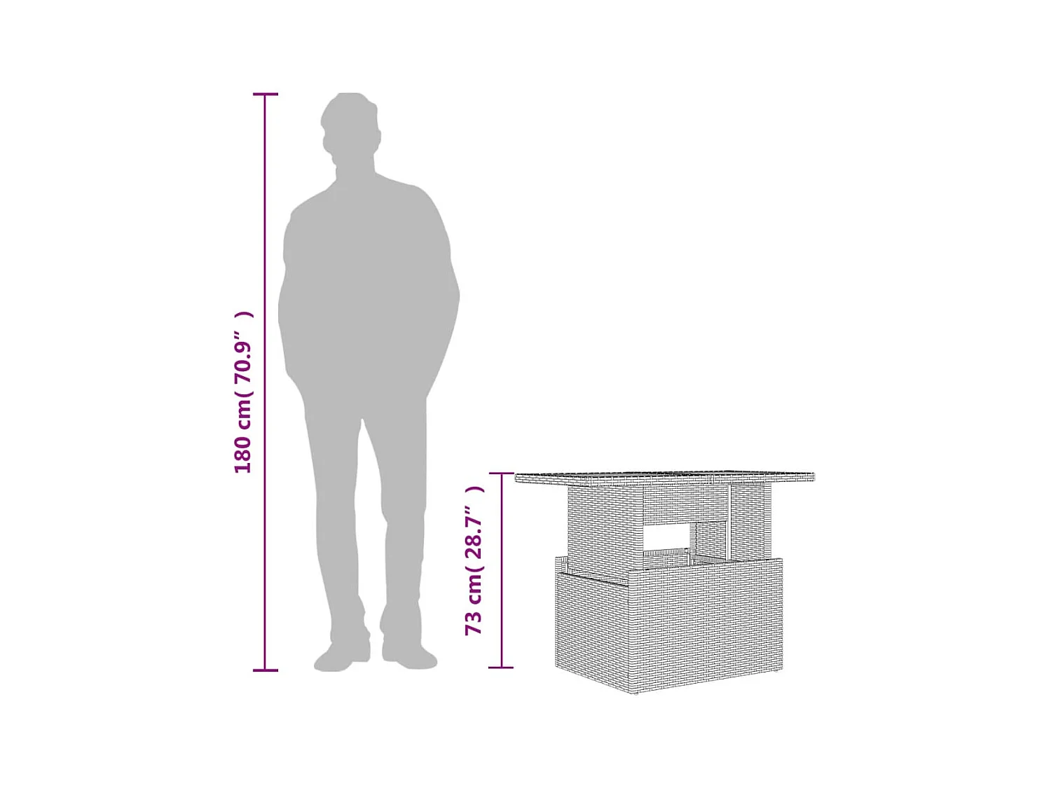Tuintafel met glazen blad 100x55x73 cm poly rattan beige