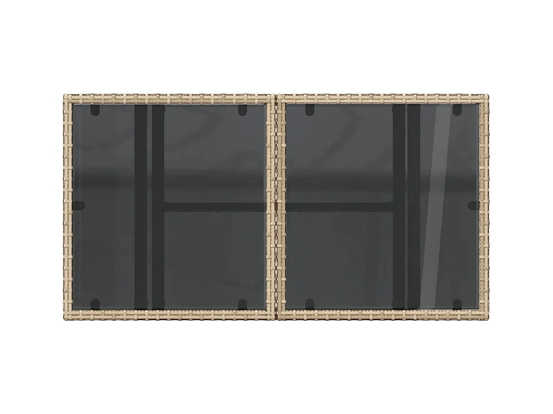 Tuintafel met glazen blad 100x55x73 cm poly rattan beige