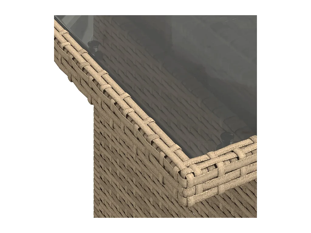 Tuintafel met glazen blad 100x55x73 cm poly rattan beige