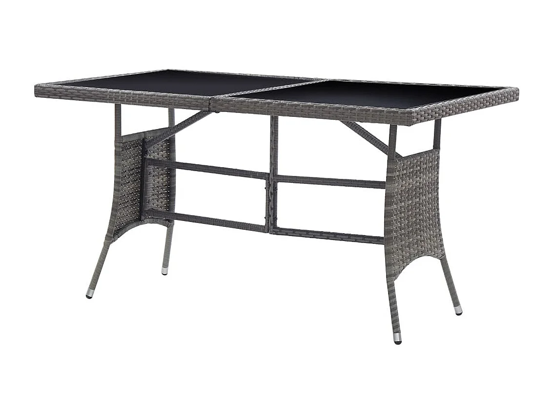 Mesa de jardín ratán sintético gris 140x80x74 cm