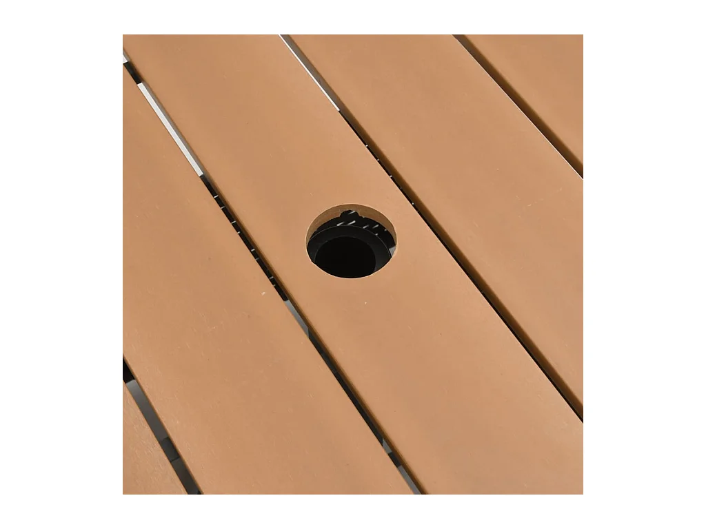 Table de jardin avec trou de parasol marron résine tressée