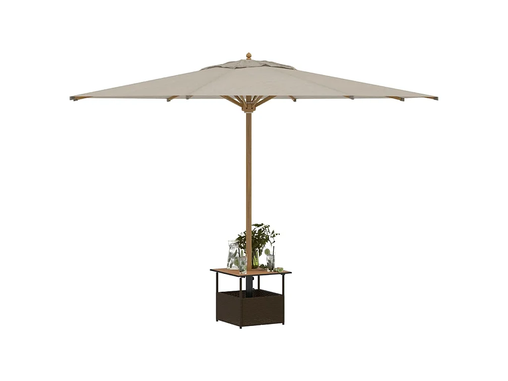 Gartentisch mit Schirmloch Braun 55x55x46,5 cm Poly Rattan