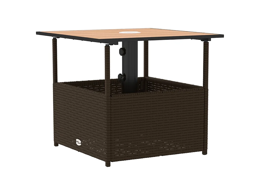 Gartentisch mit Schirmloch Braun 55x55x46,5 cm Poly Rattan