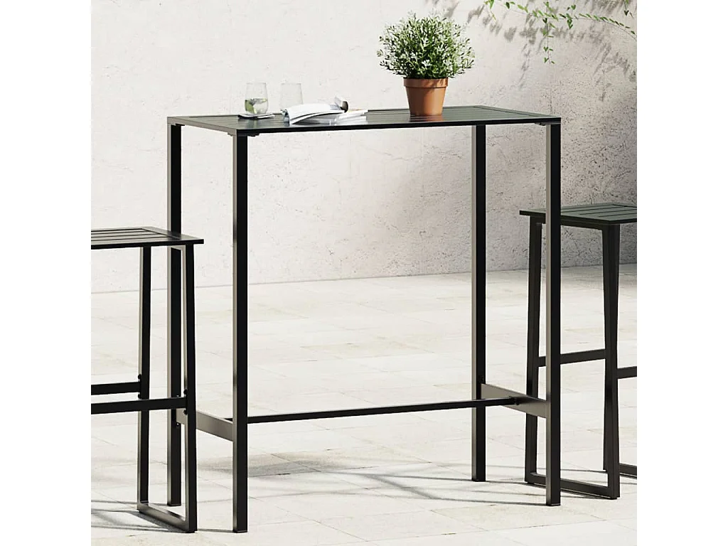 Mesa alta de bar acero recubrimiento polvo negro 100x50x110 cm