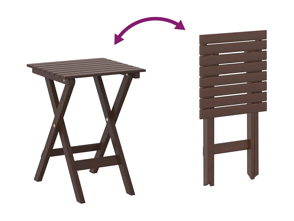 Mesa de apoio dobrável madeira de álamo maciça castanho