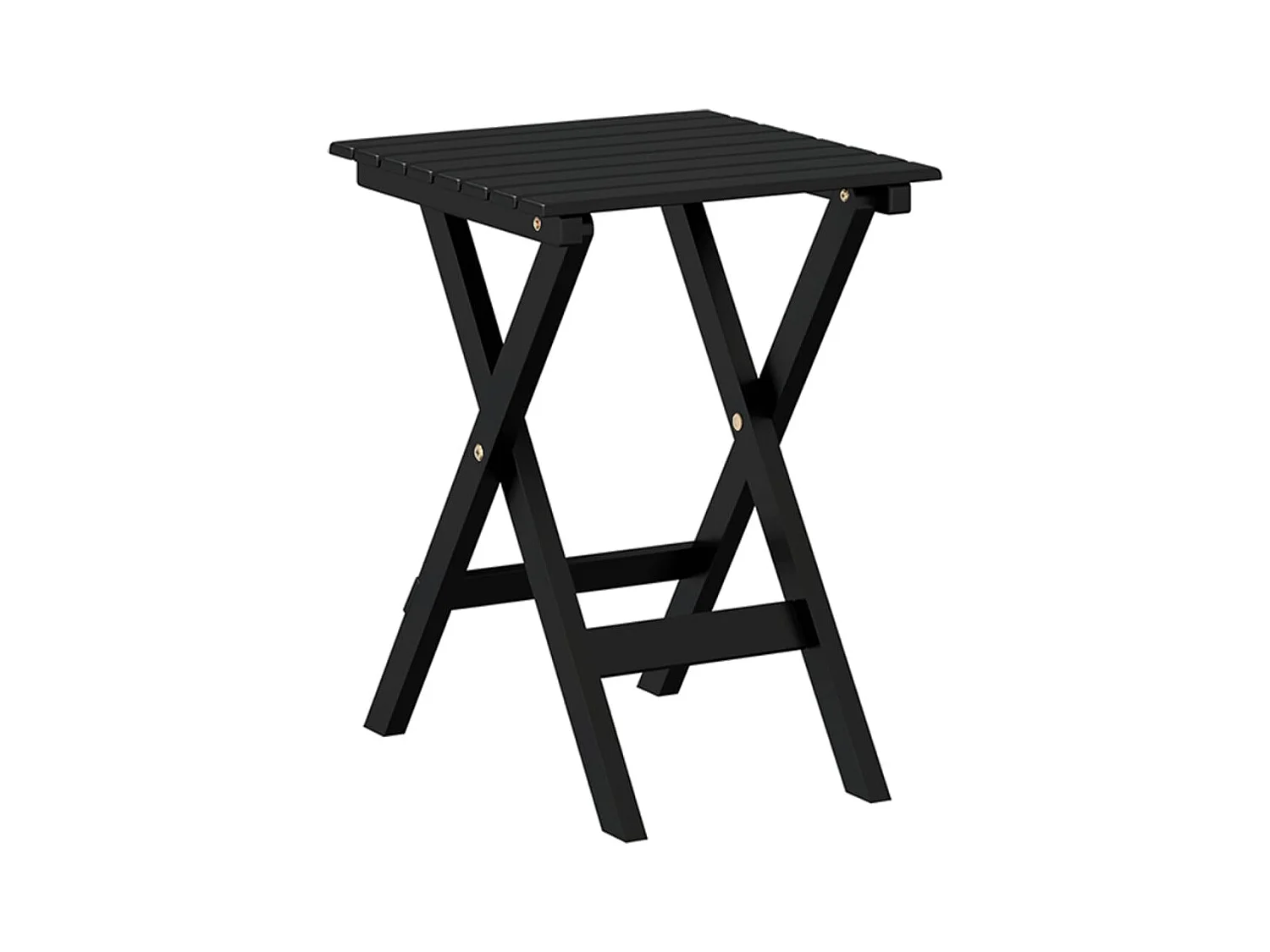 Tavolino Laterale Pieghevole Nero in Legno Massello di Pioppo