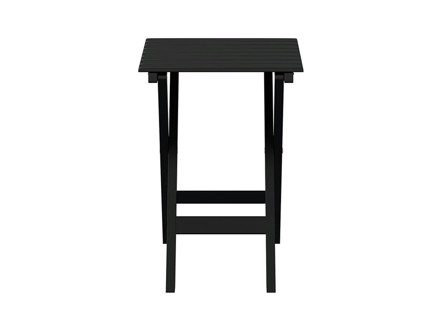 Tavolino Laterale Pieghevole Nero in Legno Massello di Pioppo