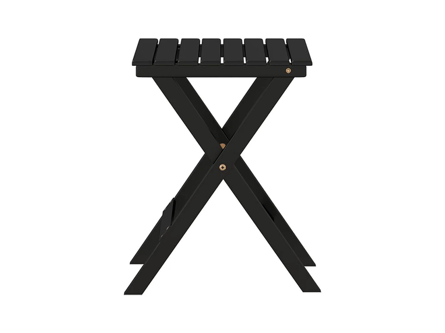 Tavolino Laterale Pieghevole Nero in Legno Massello di Pioppo