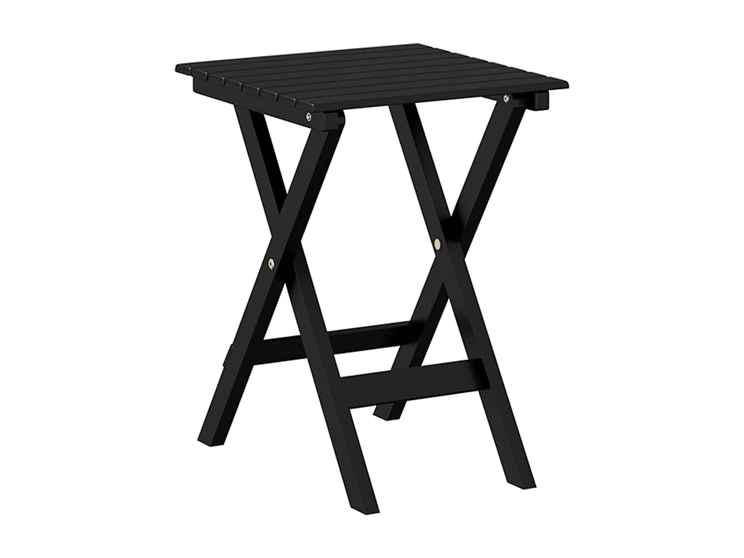 Tavolino Laterale Pieghevole Nero in Legno Massello di Pioppo