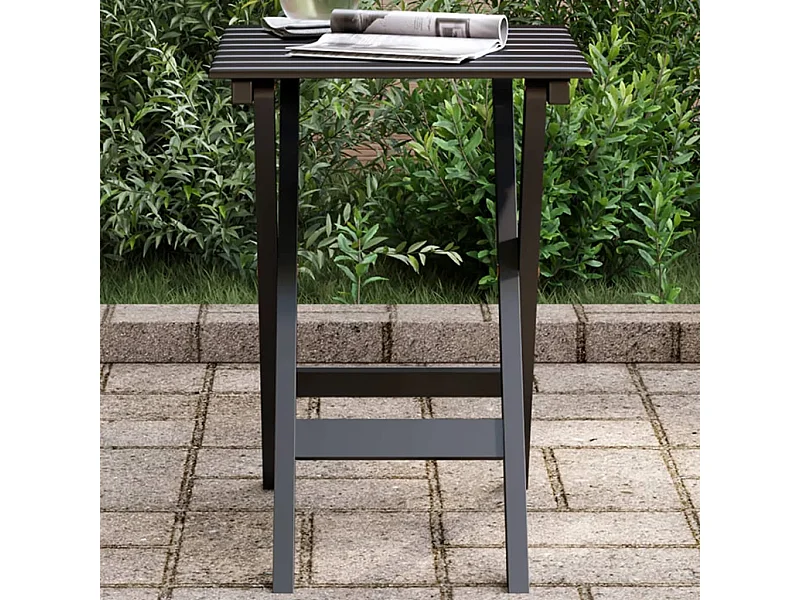 Table d’appoint pliable noir bois de peuplier massif