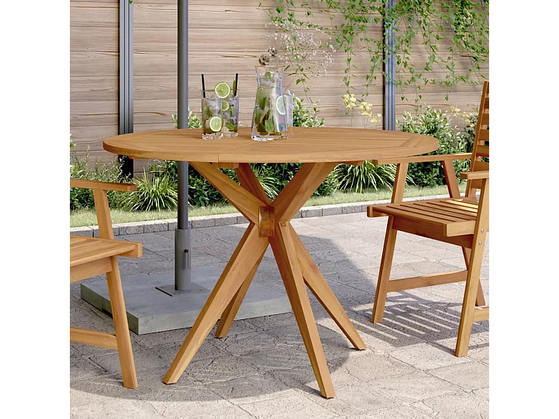 Tavolo da Giardino Rotondo Ø110x75cm in Legno Massello Acacia