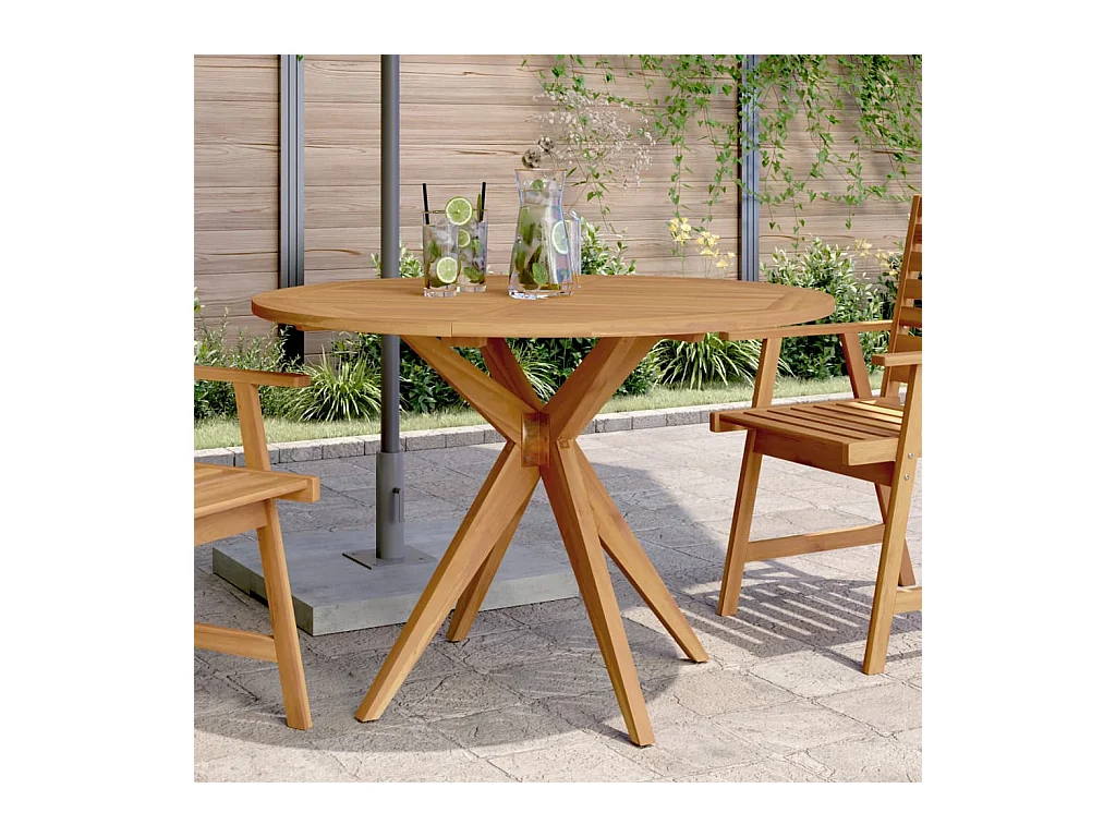 Table de jardin ronde Ø85x75 cm bois d'acacia solide