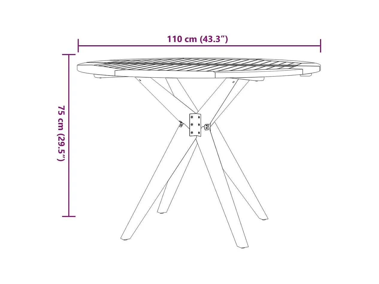 Table de jardin ronde Ø85x75 cm bois d'acacia solide