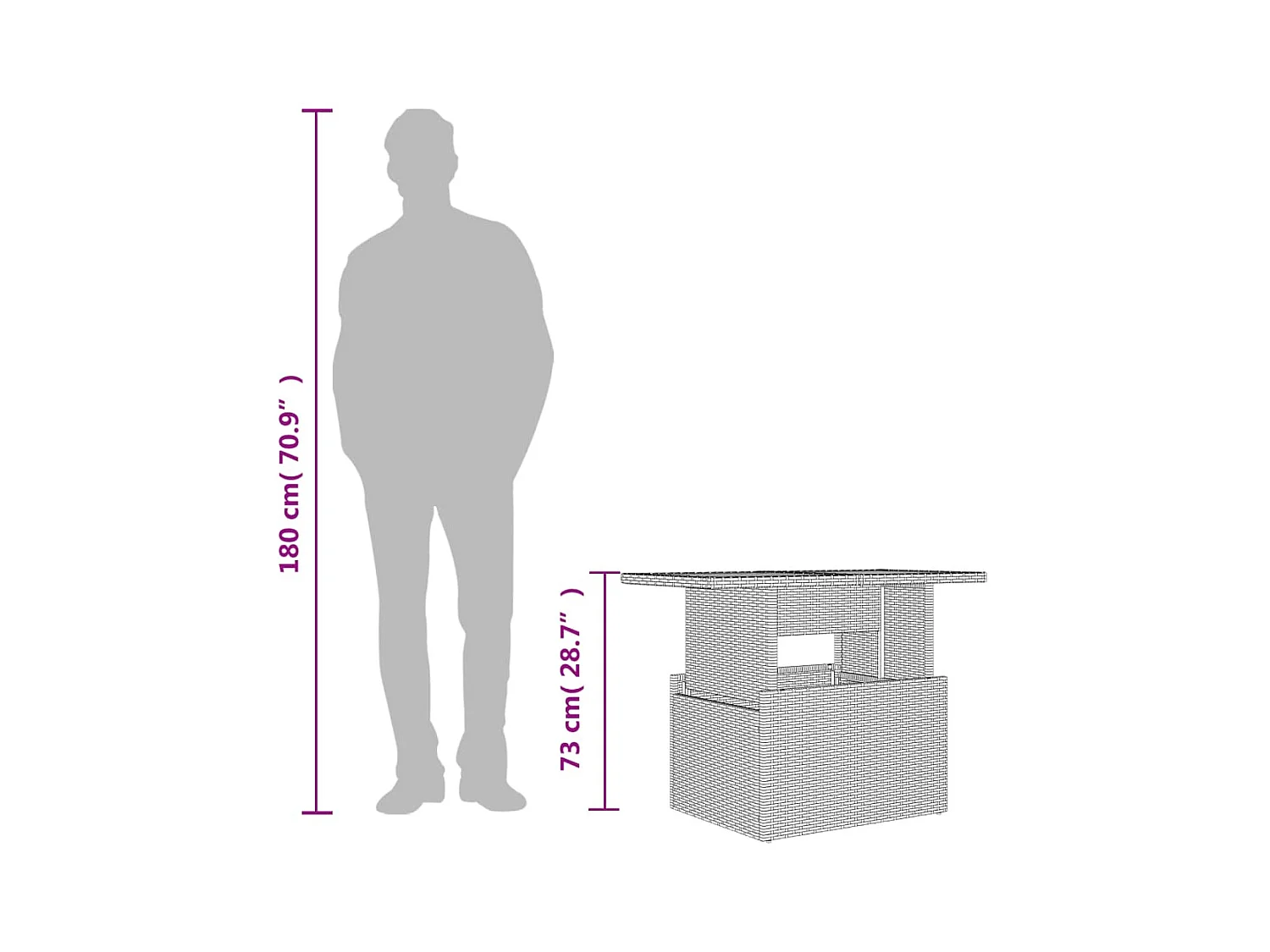 Tuintafel 100x55x73 cm poly rattan en acaciahout beige
