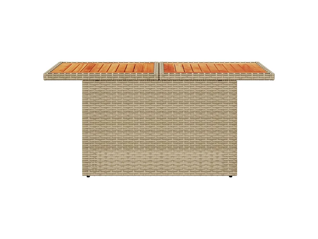 Table de jardin beige 100x55x73cm résine tressée et bois acacia