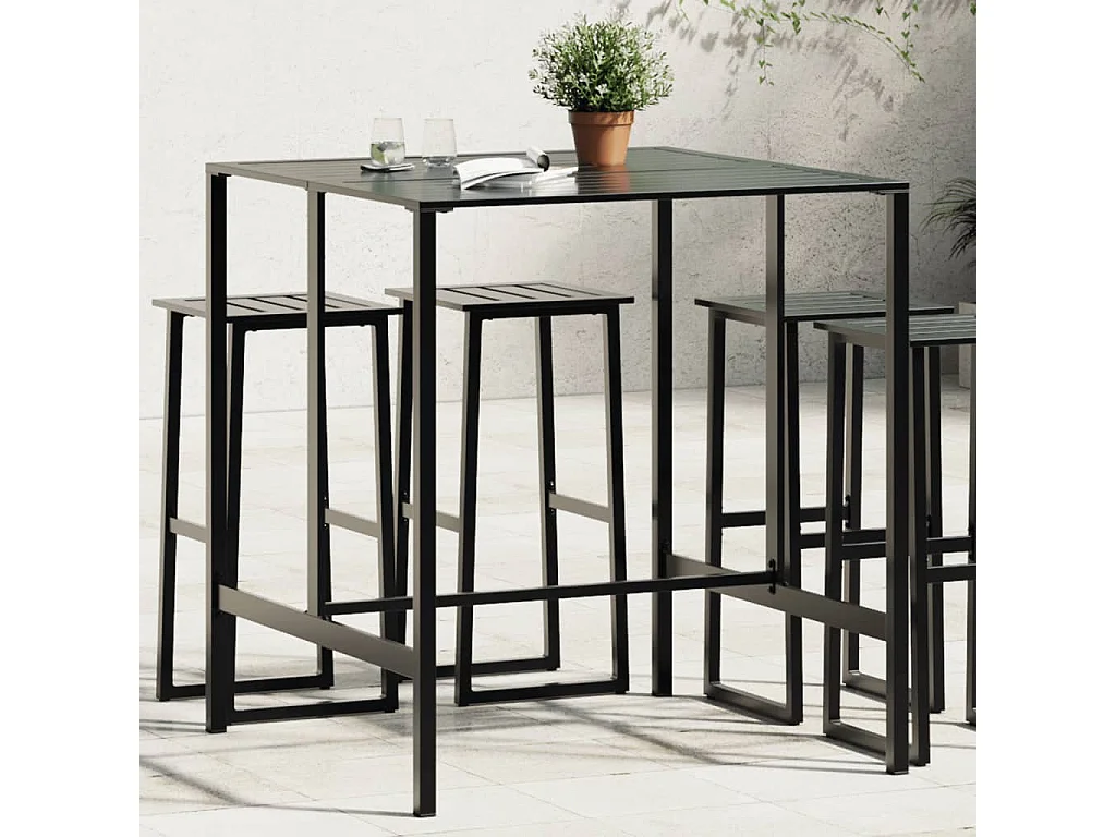 Table de bar noir 100x100x110 cm acier enduit de poudre