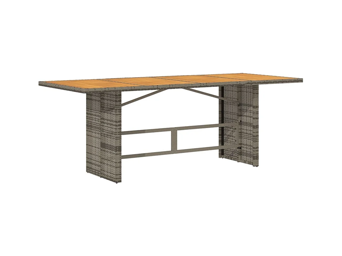 Tuintafel met acaciahouten blad 190x80x75 cm poly rattan grijs