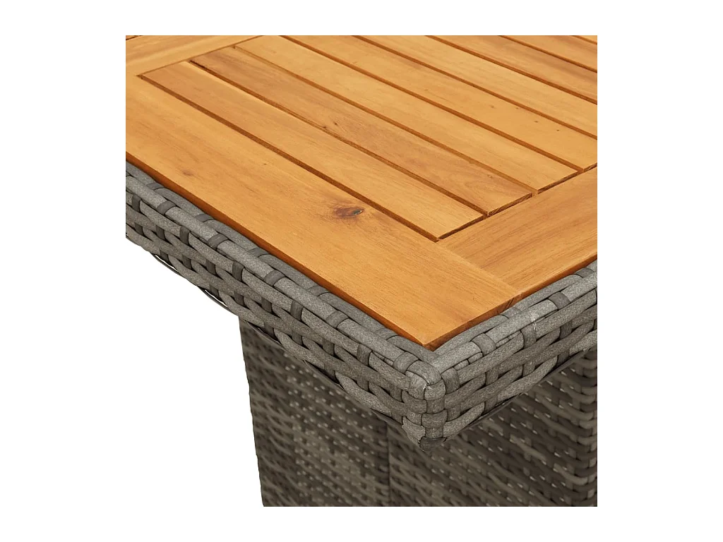 Tuintafel met acaciahouten blad 190x80x75 cm poly rattan grijs