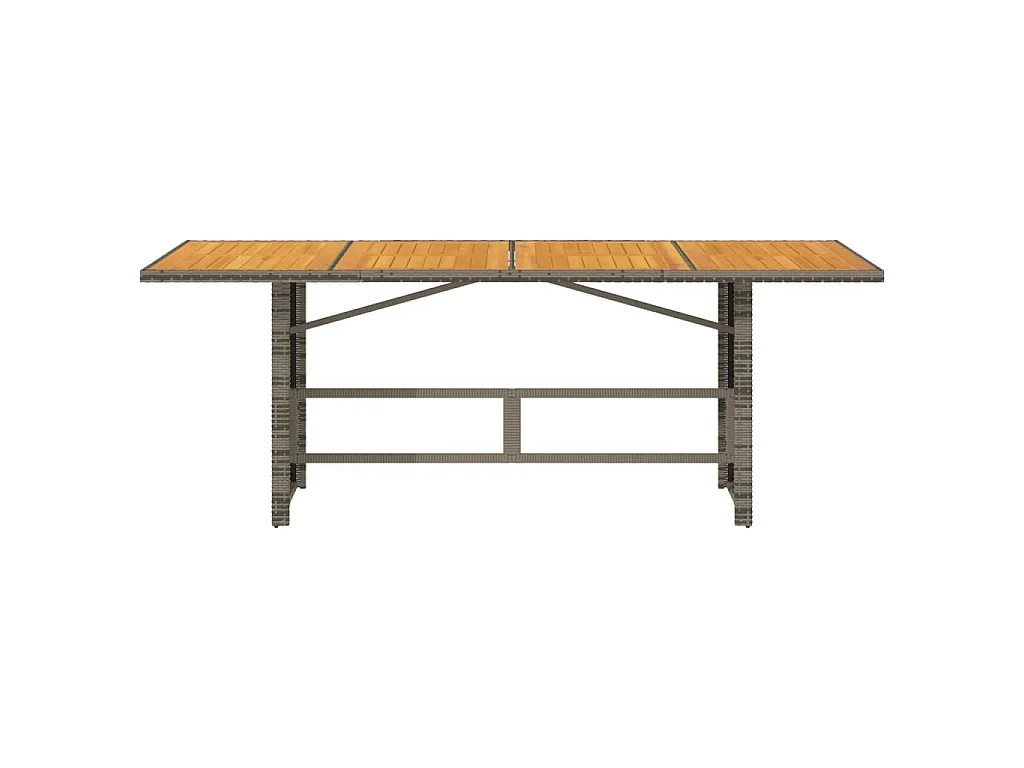Tavolo Giardino Piano Legno Acacia Grigio 190x80x75 Polyrattan