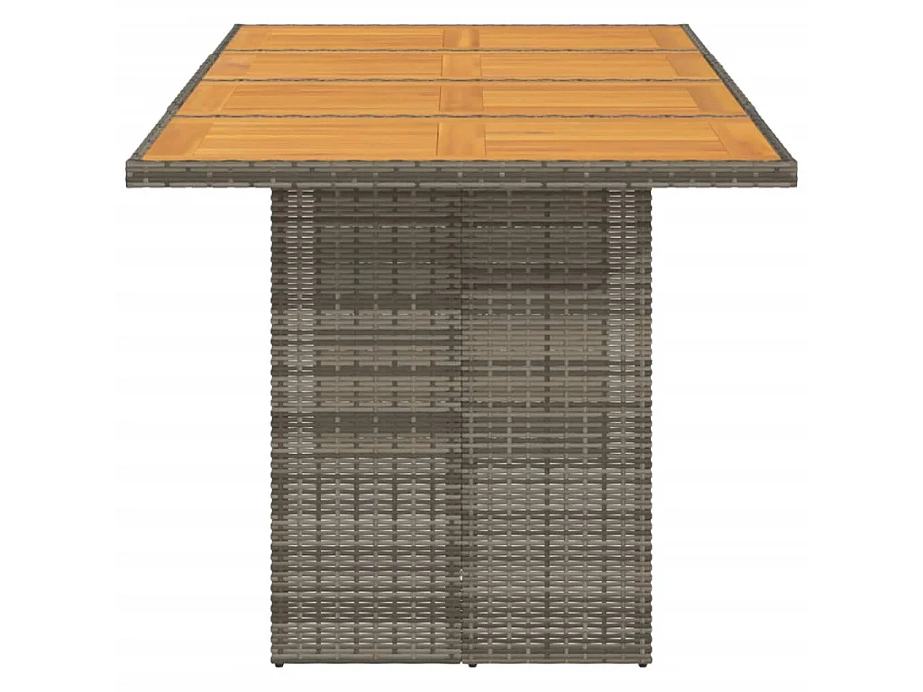 Tavolo Giardino Piano Legno Acacia Grigio 190x80x75 Polyrattan