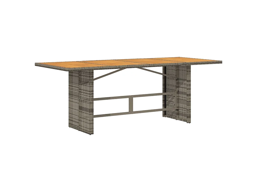Tavolo Giardino Piano Legno Acacia Grigio 190x80x75 Polyrattan