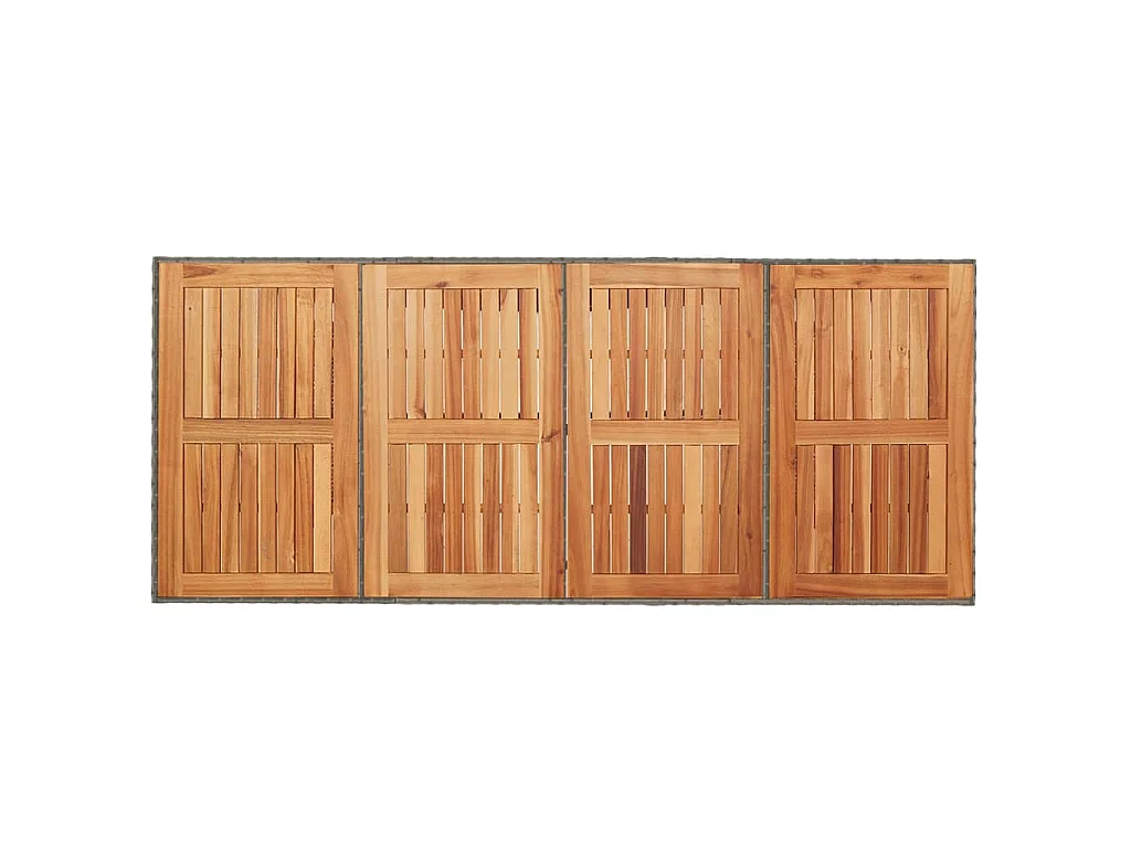Tavolo Giardino Piano Legno Acacia Grigio 190x80x75 Polyrattan