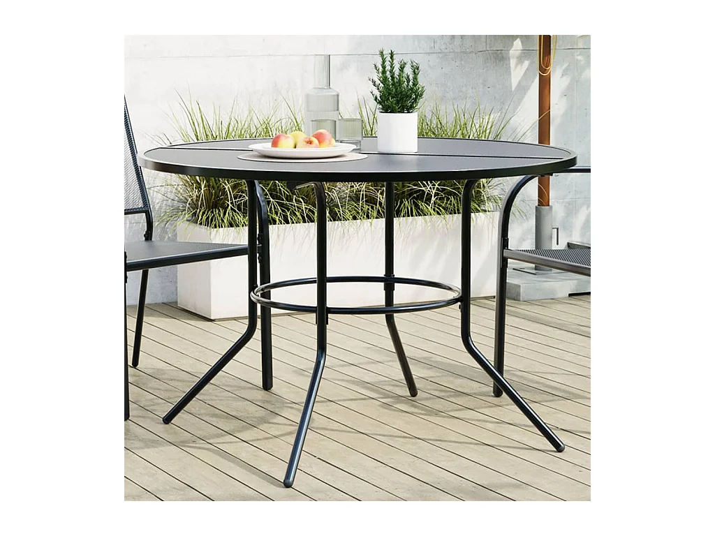 Table de patio ronde anthracite acier enduit de poudre