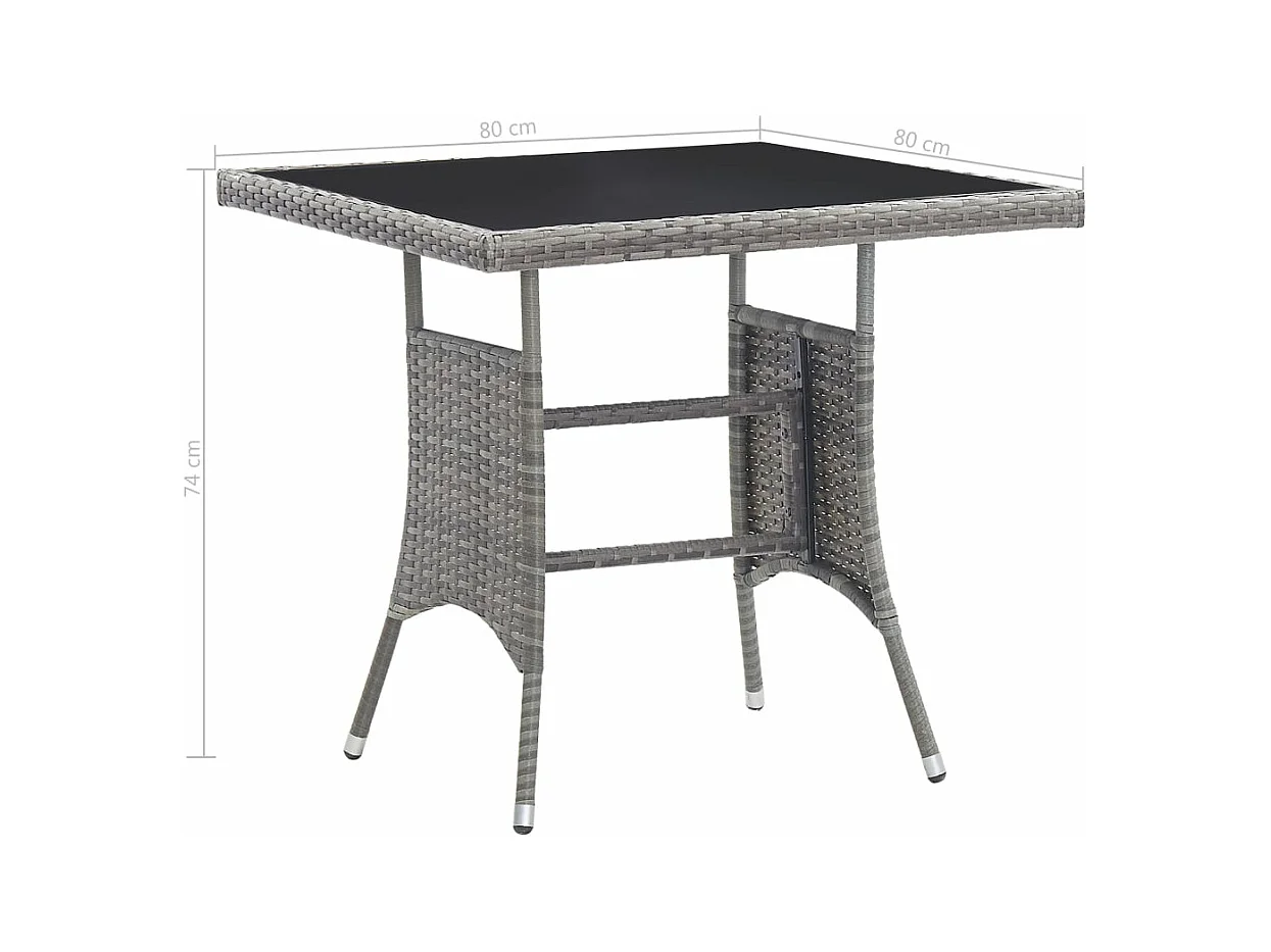 Tuintafel 80x80x74 cm poly rattan grijs