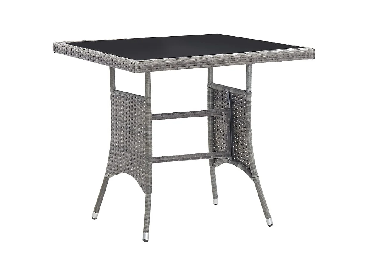 Table de jardin gris 80x80x74 cm résine tressée