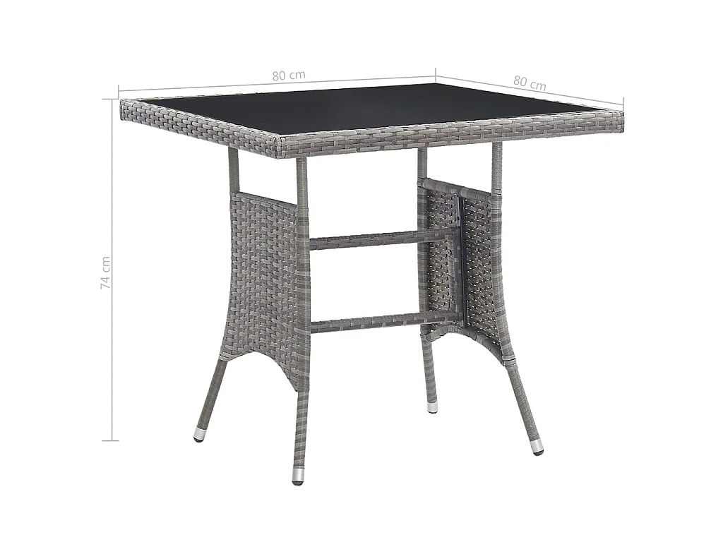 Gartentisch Grau 80x80x74 cm Poly Rattan