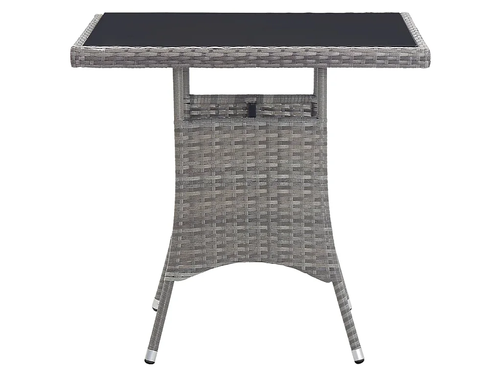 Mesa de jardim 80x80x74 cm vime PE cinzento