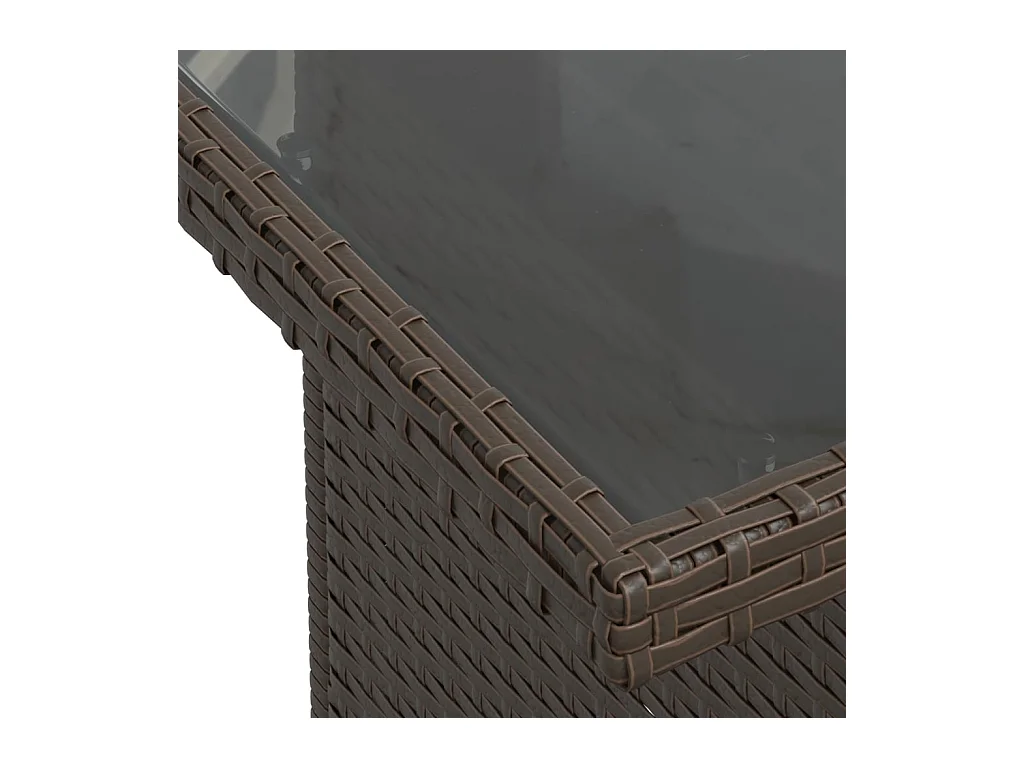 Table de jardin dessus en verre marron 100x55x73 cm poly rotin