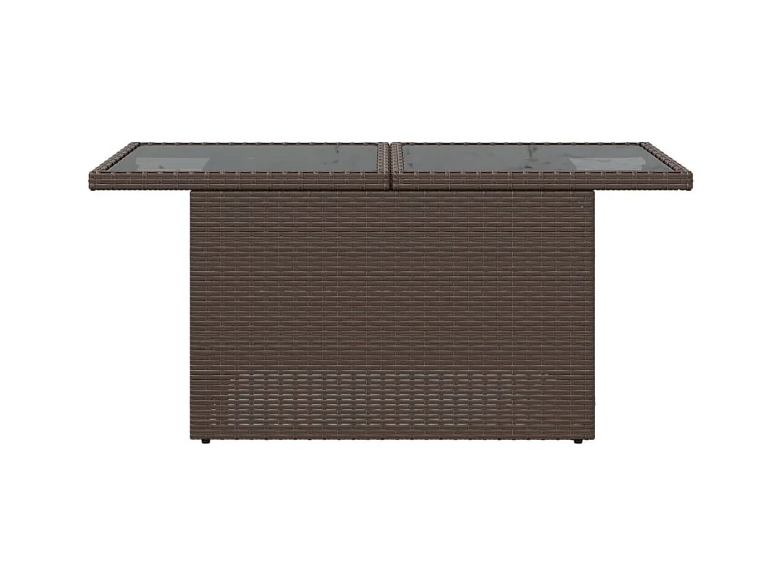 Table de jardin dessus en verre marron 100x55x73 cm poly rotin
