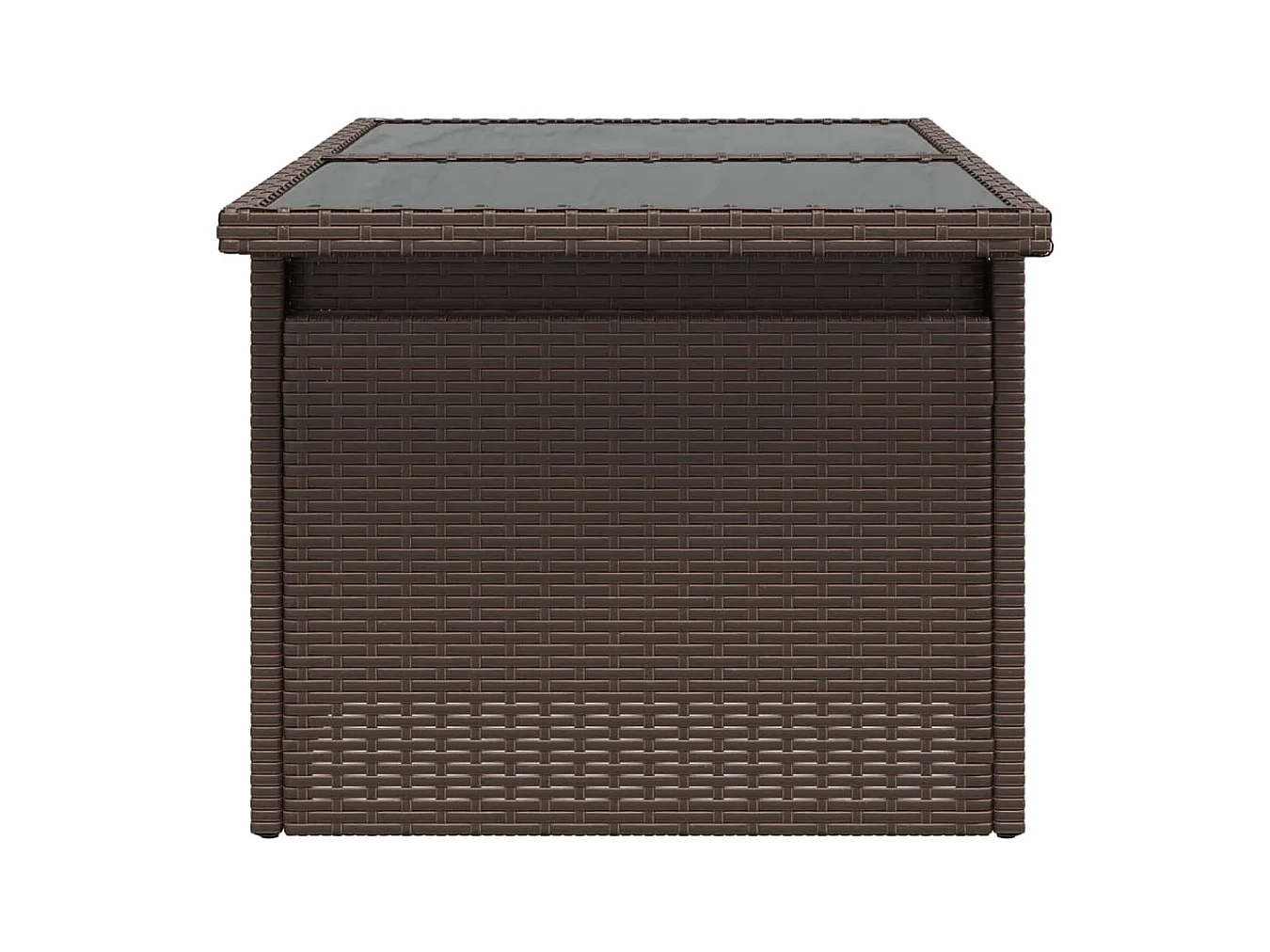 Table de jardin dessus en verre marron 100x55x73 cm poly rotin