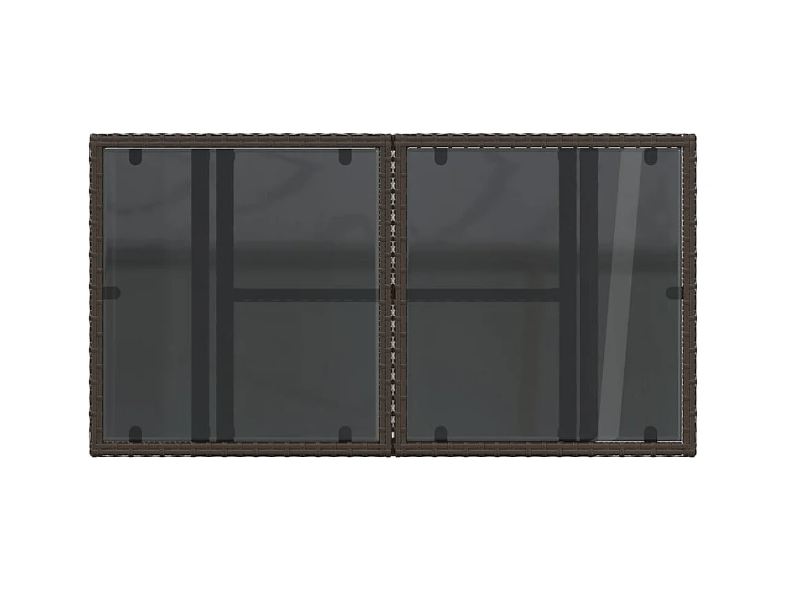 Table de jardin dessus en verre marron 100x55x73 cm poly rotin