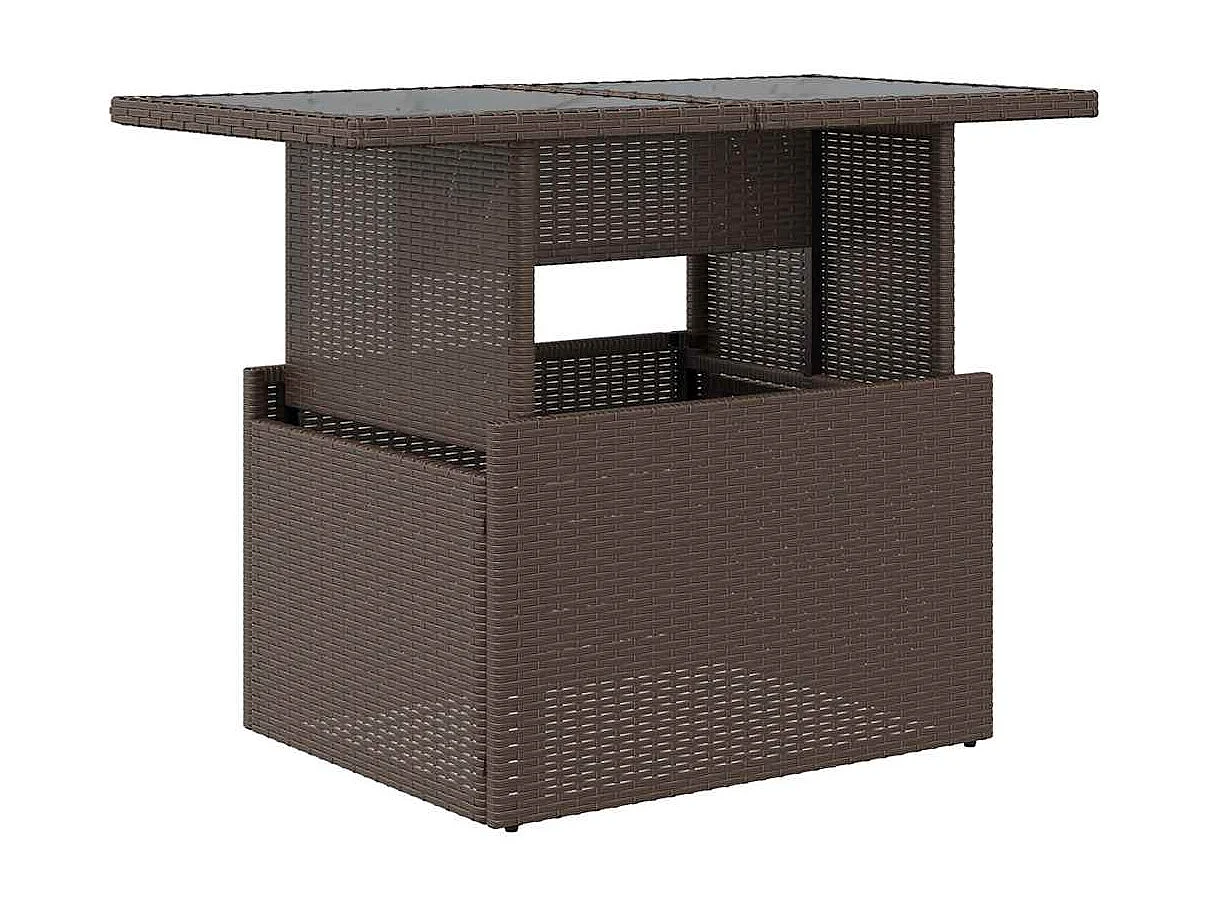 Tavolo da Giardino Piano Vetro Marrone 100x55x73 cm Polyrattan