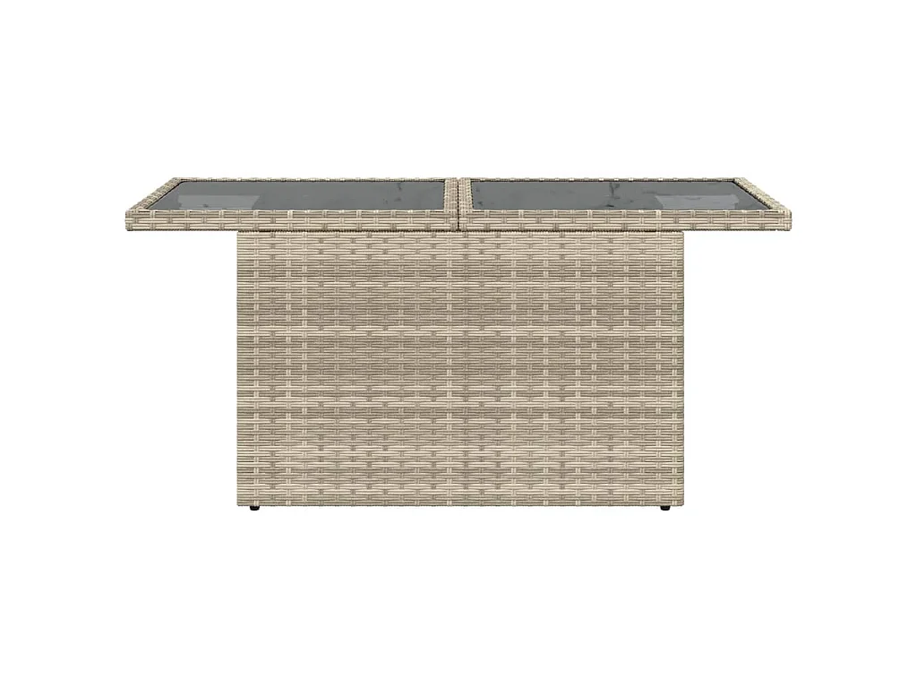 Mesa jardín superficie vidrio ratán PE gris claro 100x55x73 cm
