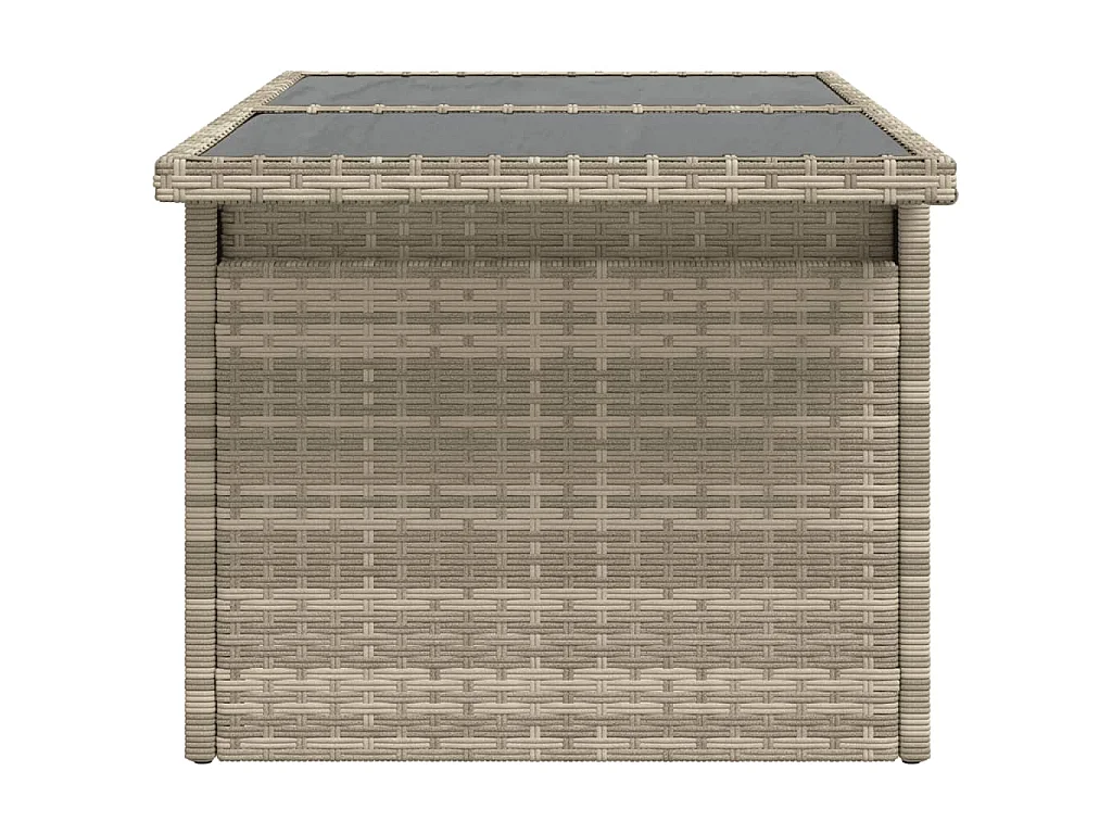Mesa jardín superficie vidrio ratán PE gris claro 100x55x73 cm