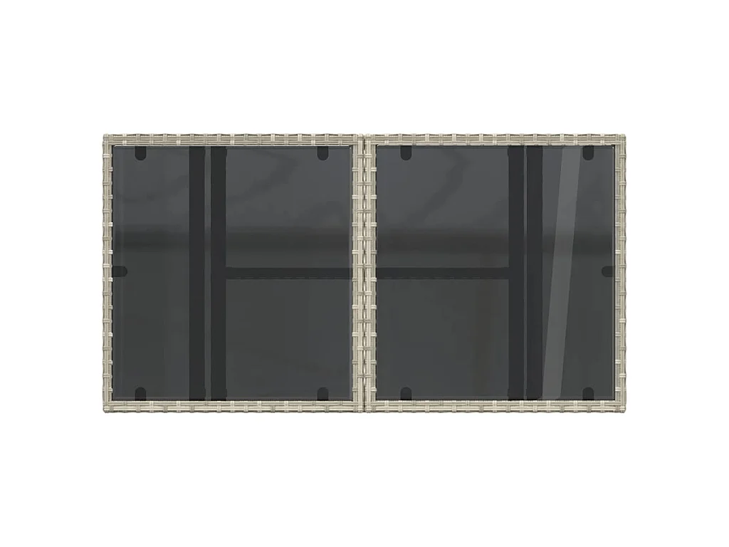 Mesa jardín superficie vidrio ratán PE gris claro 100x55x73 cm