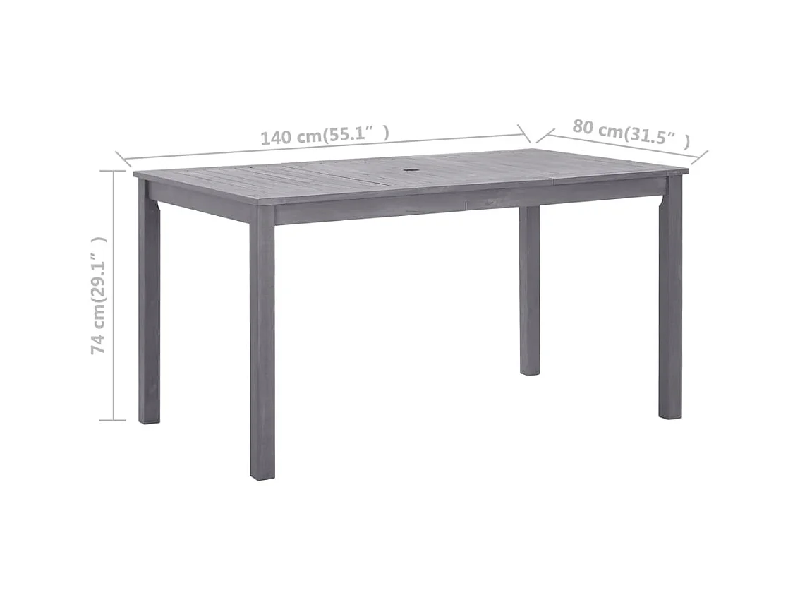 Tuintafel 140x80x74 cm massief acaciahout greywash