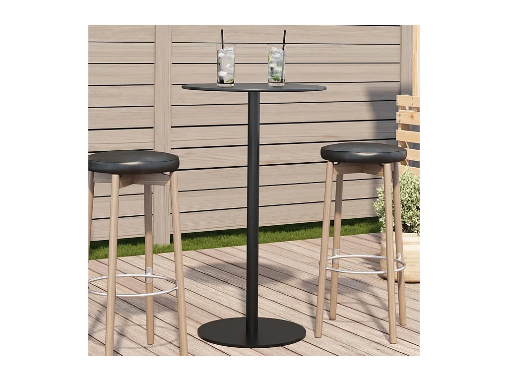 Table de jardin ronde noir Ø60x105 cm acier
